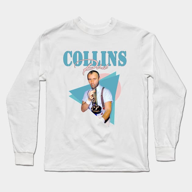 Phil Collins - Aesthetic Retro Style Long Sleeve T-Shirt by Deorans